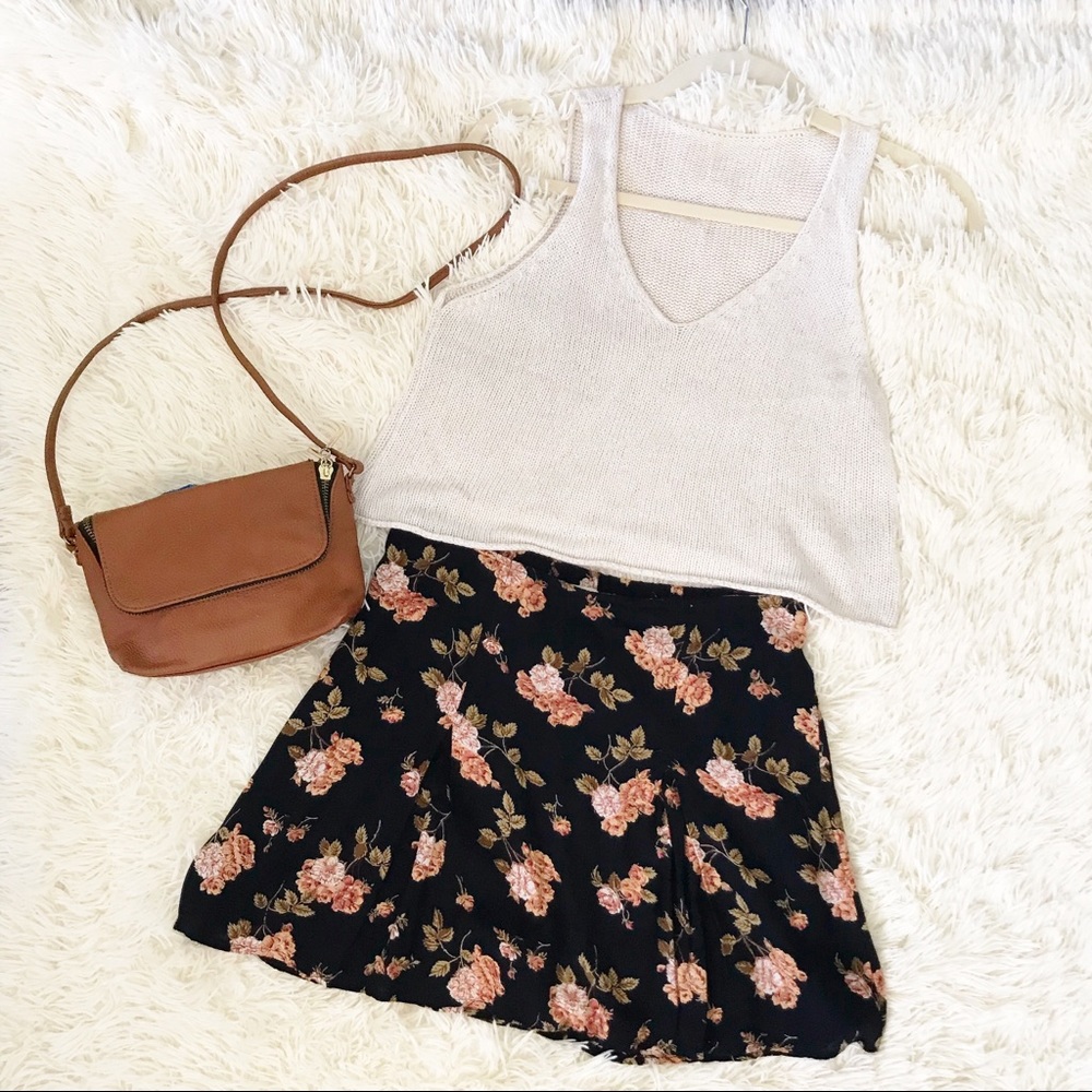 Brandy Melville floral cotton mini skirt